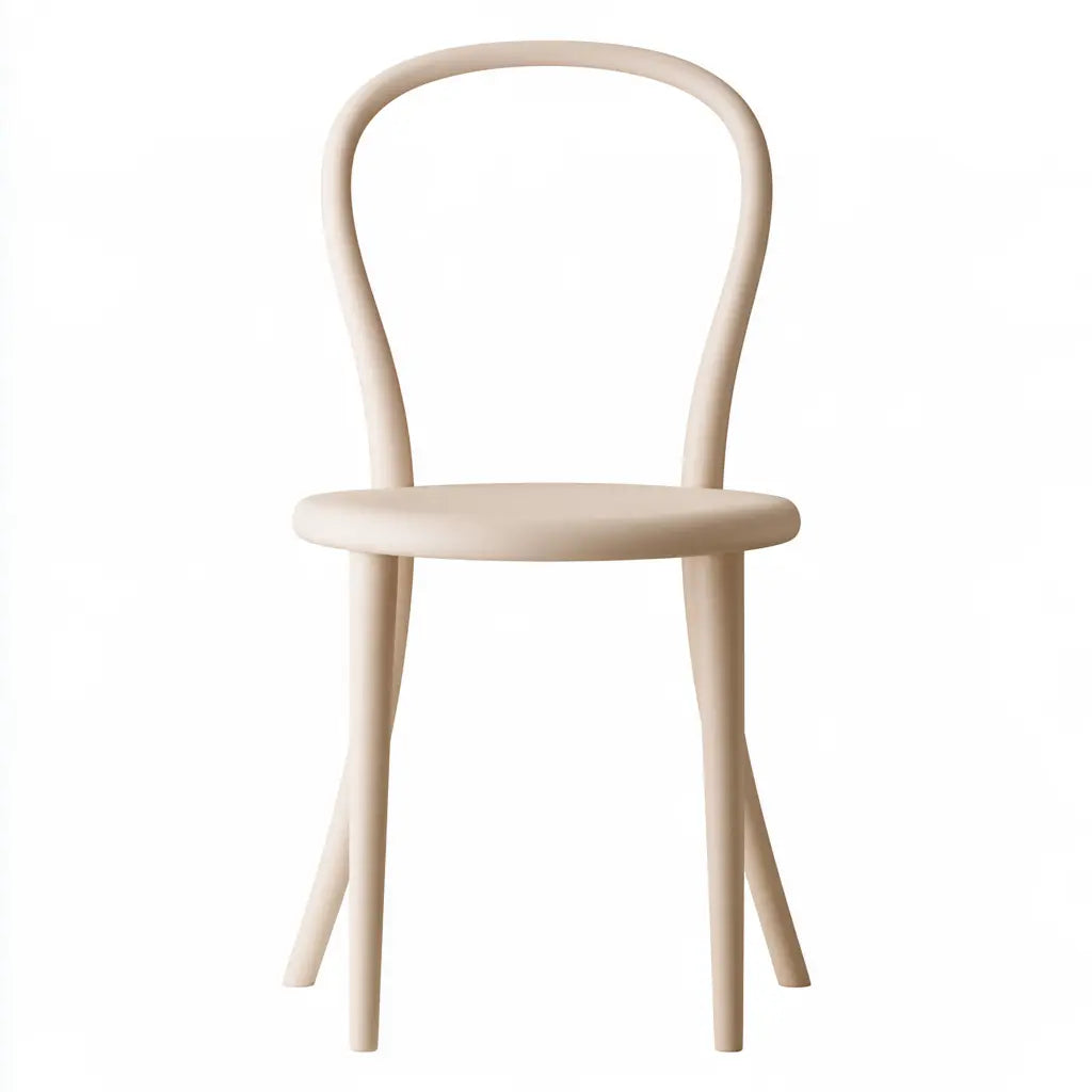 Chaise beige clair à dossier courbé ouvert et assise arrondie
