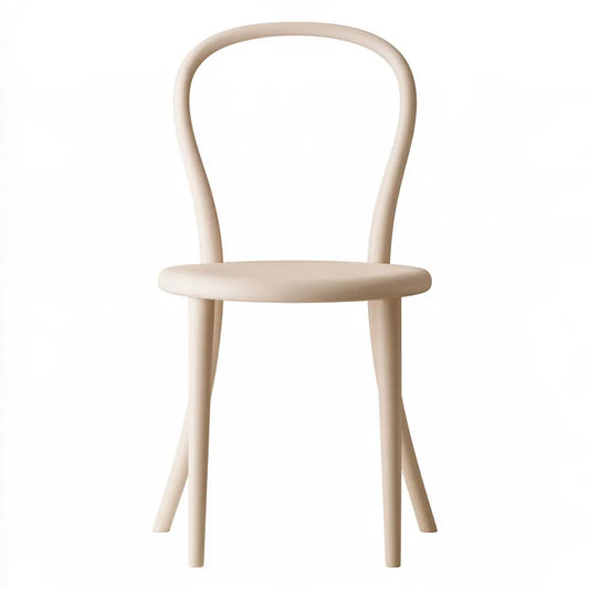 Chaise beige clair à dossier courbé ouvert et assise arrondie